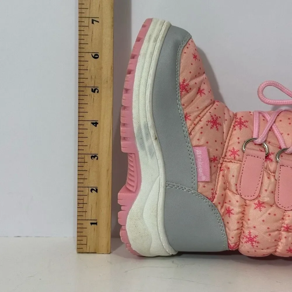 Apakowa Kids Pink and Gray Snow Boots | Little Girl Size 25 (8.5/9)